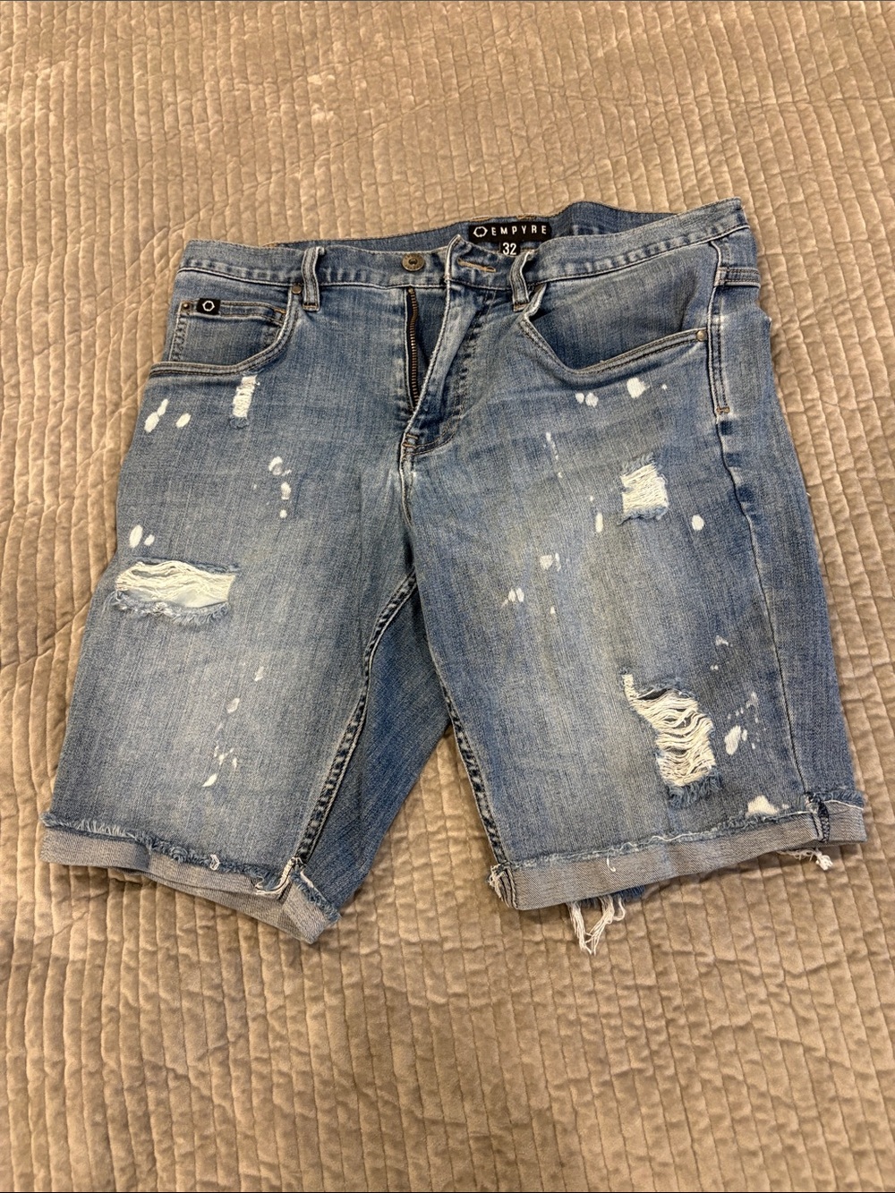 Empyre Distressed Light Blue Denim Jean Shorts
